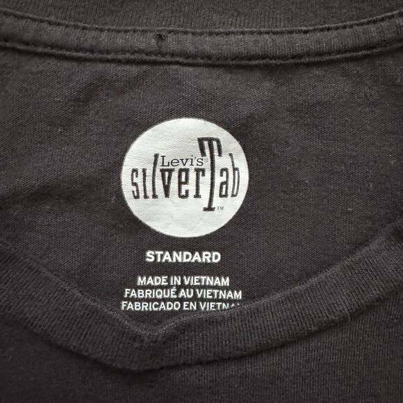 Levi’s Silvertab Logo T Shirt Black Blue Retro Graphic Tee Y2K Revival Size L - Picture 3 of 8